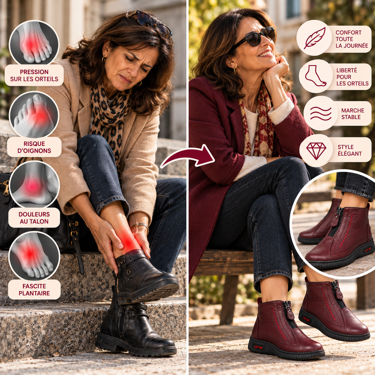 Yséa™ | Bottines zippées, souples et confortables pour femme