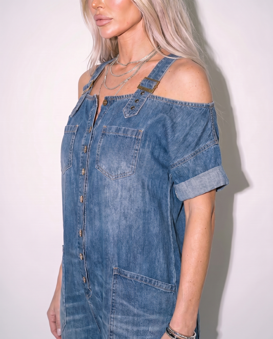 Sophia | Mono Denim con Hombros Descubiertos