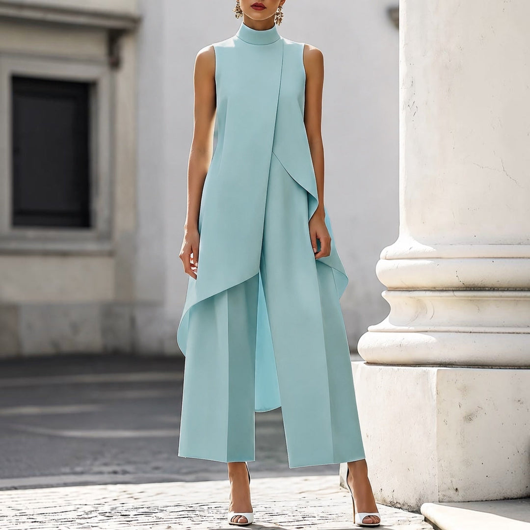Combinaison élégante avec corsage col roulé drapé