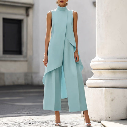 Combinaison élégante avec corsage col roulé drapé