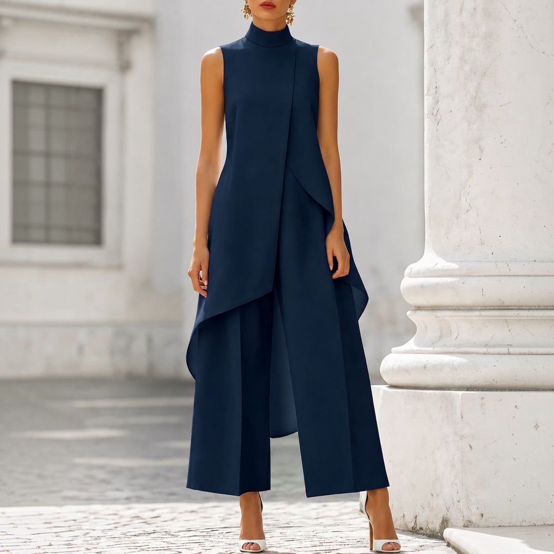 Combinaison élégante avec corsage col roulé drapé