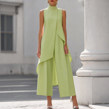 Combinaison élégante avec corsage col roulé drapé
