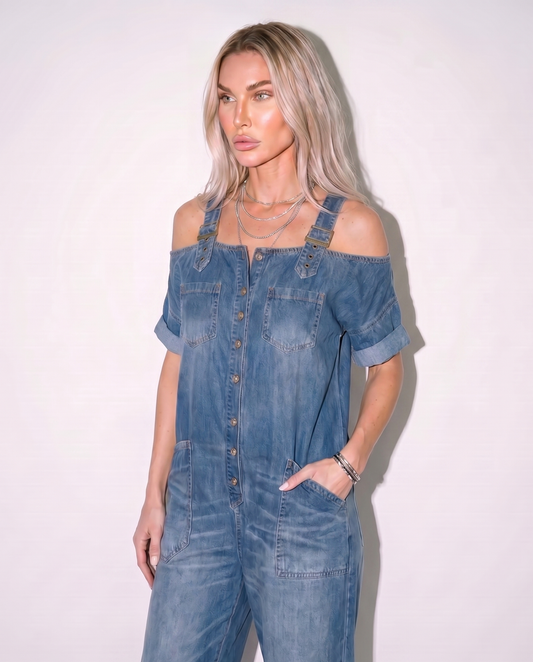Sophia | Mono Denim con Hombros Descubiertos