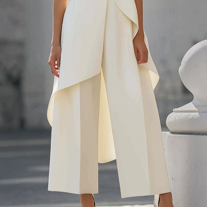 Combinaison élégante avec corsage col roulé drapé