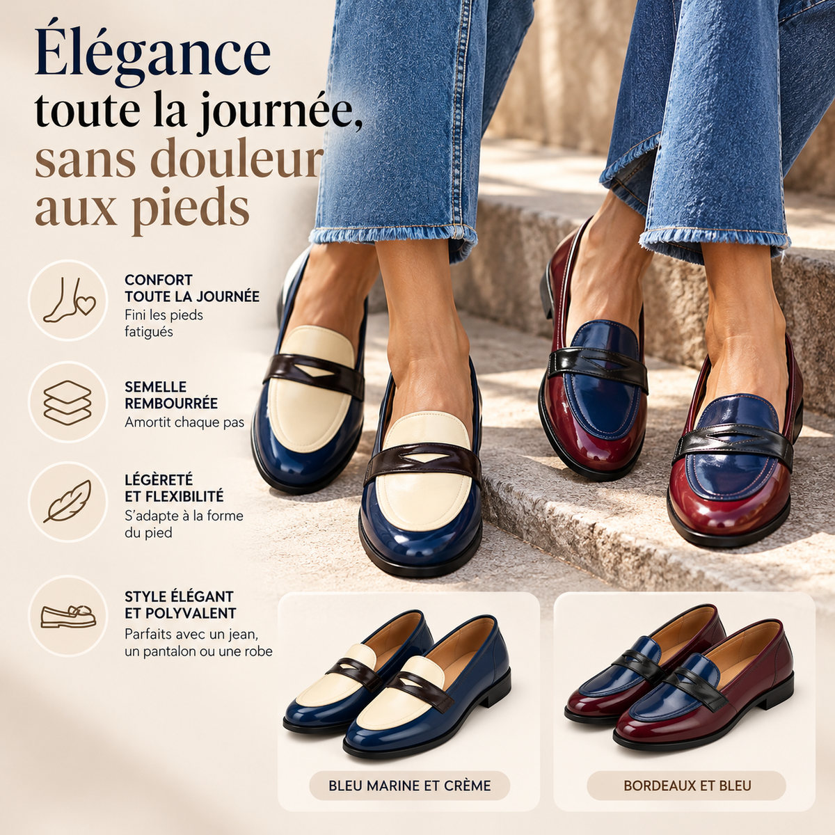 Chloé™ | Mocassins bicolores pour femme